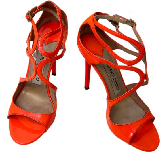 Jimmy Choo Orange Strapy 4" Heeled Sandals  Size 36 (US Size 6) - Picture 2 of 11